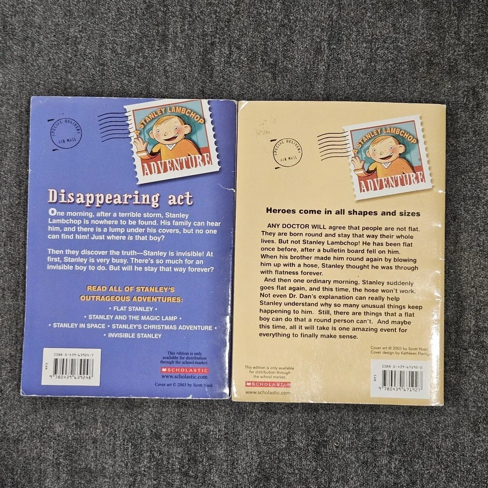 Lot Of 2 Books Invisible‎ Stanley And Stanley, Flat Again! By Jeff Brown